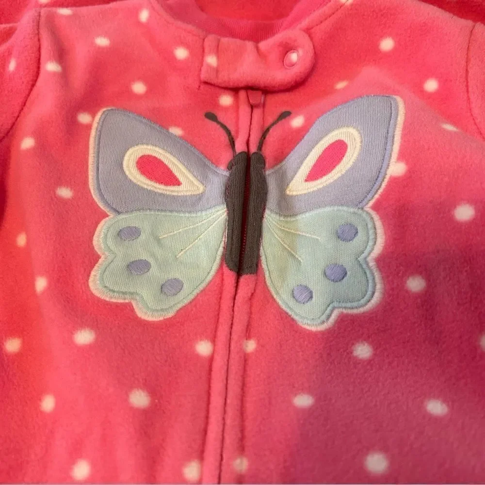 Carters pink polka dots butterfly sleep bag size small baby 0 to 3 months new